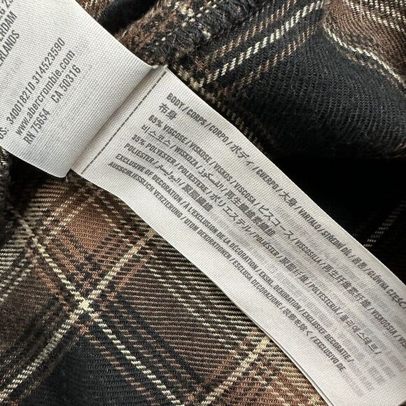 Hollister Sz XXS Brown Plaid Button Down Shirt Soft Flannel Long Sleeve Viscose - Picture 6 of 7